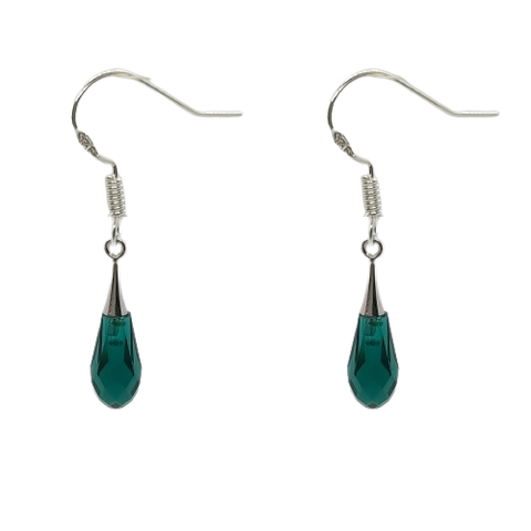 Tear Drop 21mm Earrings - Emerald