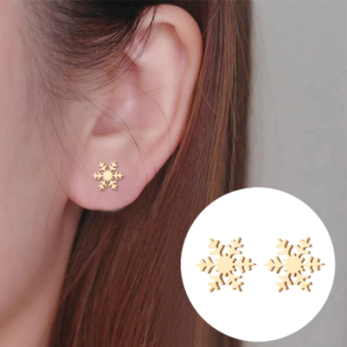 Snowflake Earrings - Rose Gold