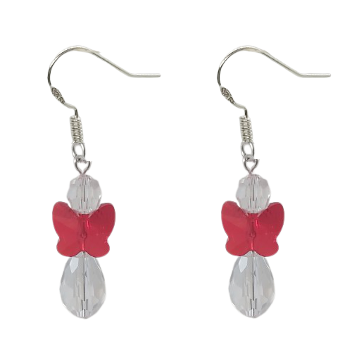 Angel Round Earrings - Red