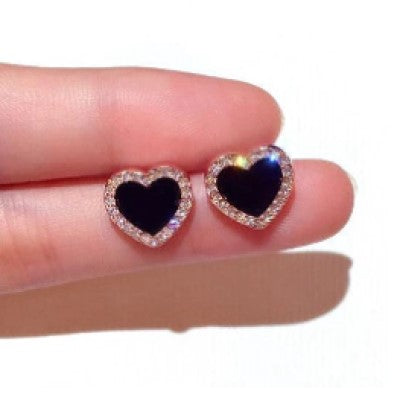 Black Heart Stud Earrings