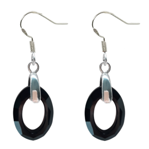 Cosmic Oval Earrings - Jet