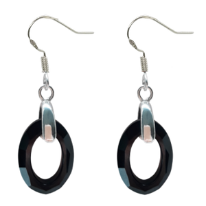 Cosmic Oval Earrings - Jet