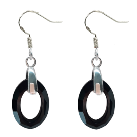 Cosmic Oval Earrings - Jet