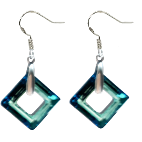 Cosmic Square Earrings - Bermuda Blue