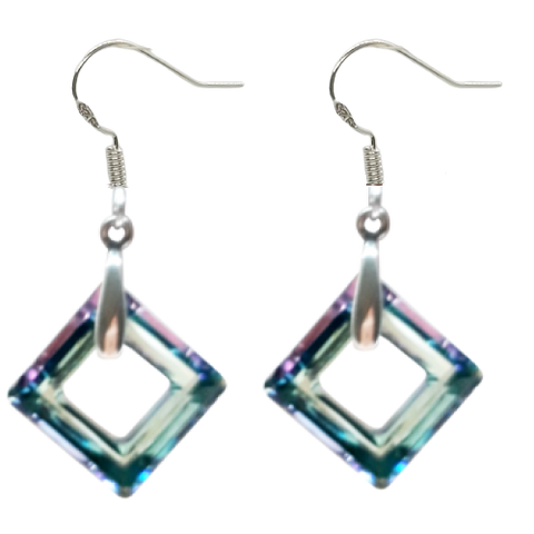 Cosmic Square Earrings - Vitrail Light