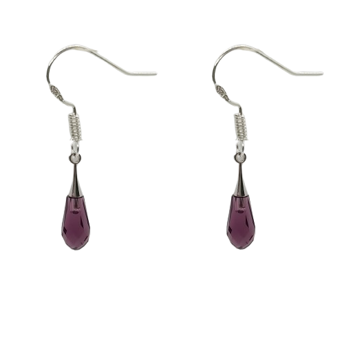 Tear Drop 21mm Earrings - Amethyst