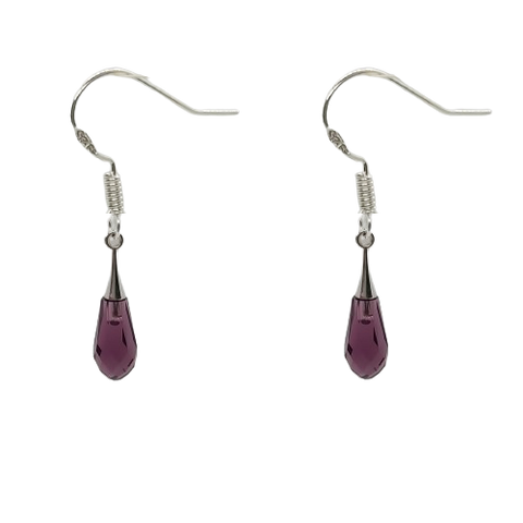 Tear Drop 21mm Earrings - Amethyst