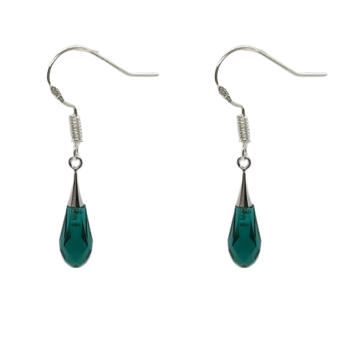 Tear Drop 21mm Earrings - Emerald