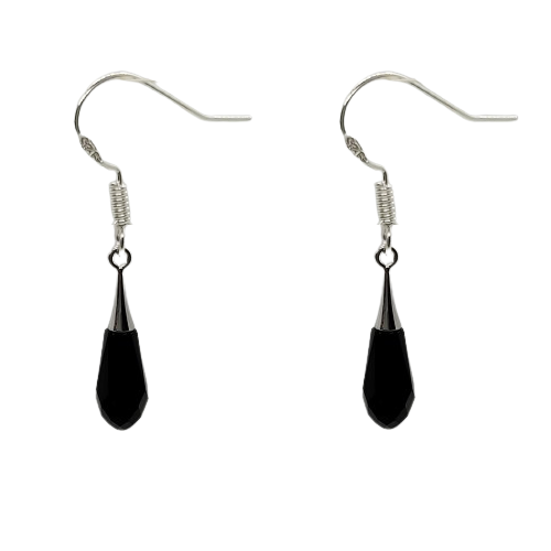 Tear Drop 21mm Earrings - Jet