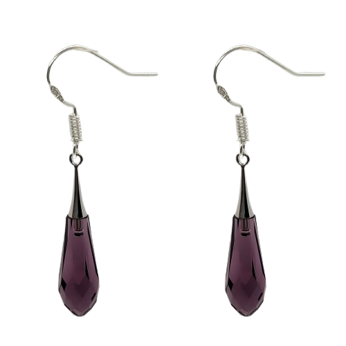 Tear Drop 31mm Earrings - Amethyst