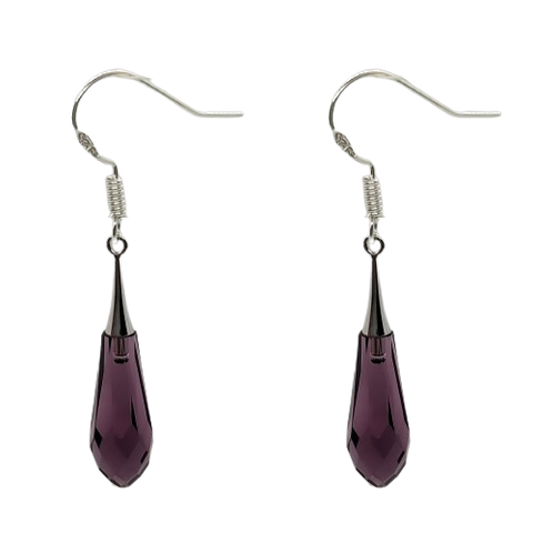 Tear Drop 31mm Earrings - Amethyst