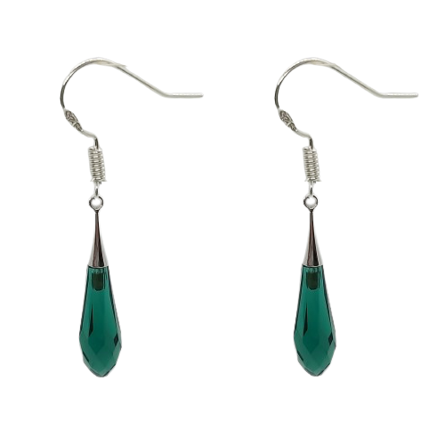 Tear Drop 31mm Earrings - Emerald