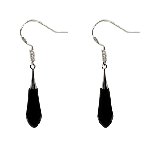 Tear Drop 31mm Earrings - Jet