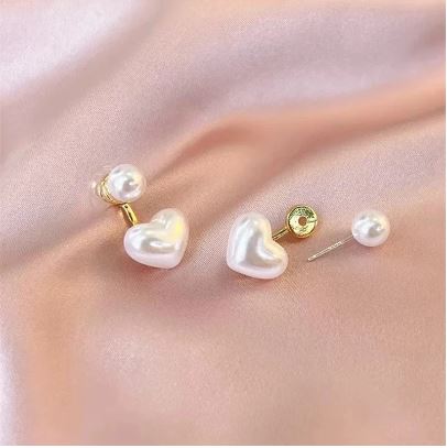 Pearl Heart Stud Earrings