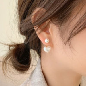 Pearl Heart Stud Earrings