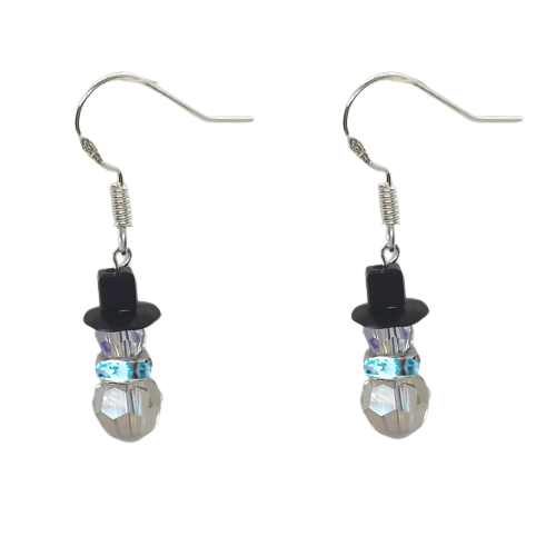 Snowman Earrings - Blue