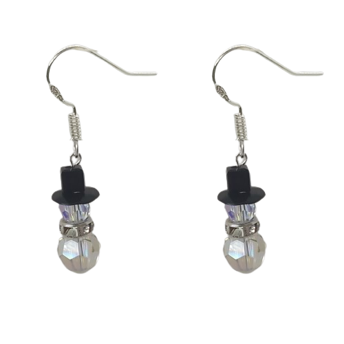 Snowman Earrings - Crystal