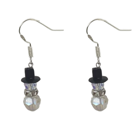 Snowman Earrings - Crystal