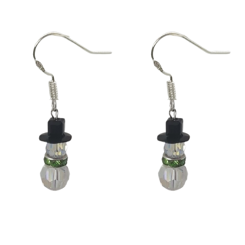Snowman Earrings - Green
