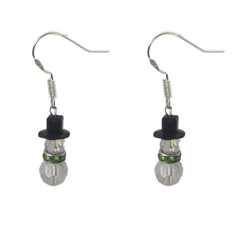 Snowman Earrings - Green