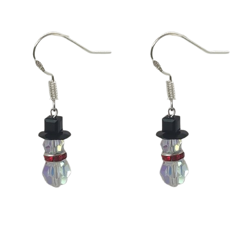 Snowman Earrings - Red