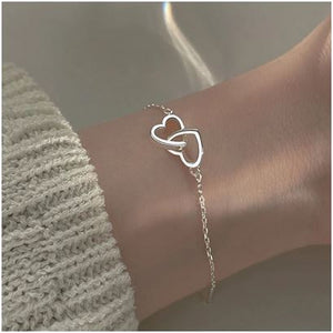 Double Heart Bracelet Interlocking Hearts Mum Daughter Gift - Etsy