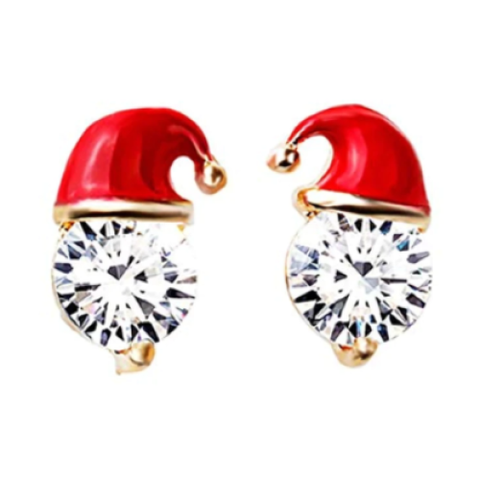 Santa Earrings - Cubic Zirconia