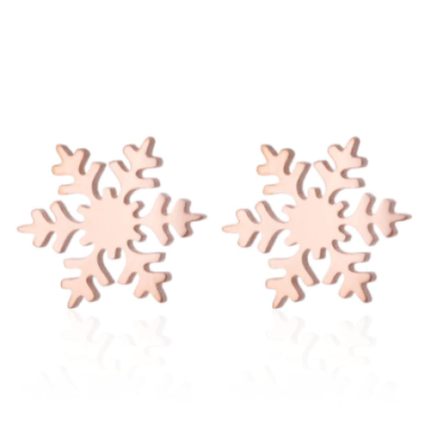 Snowflake Earrings - Rose Gold